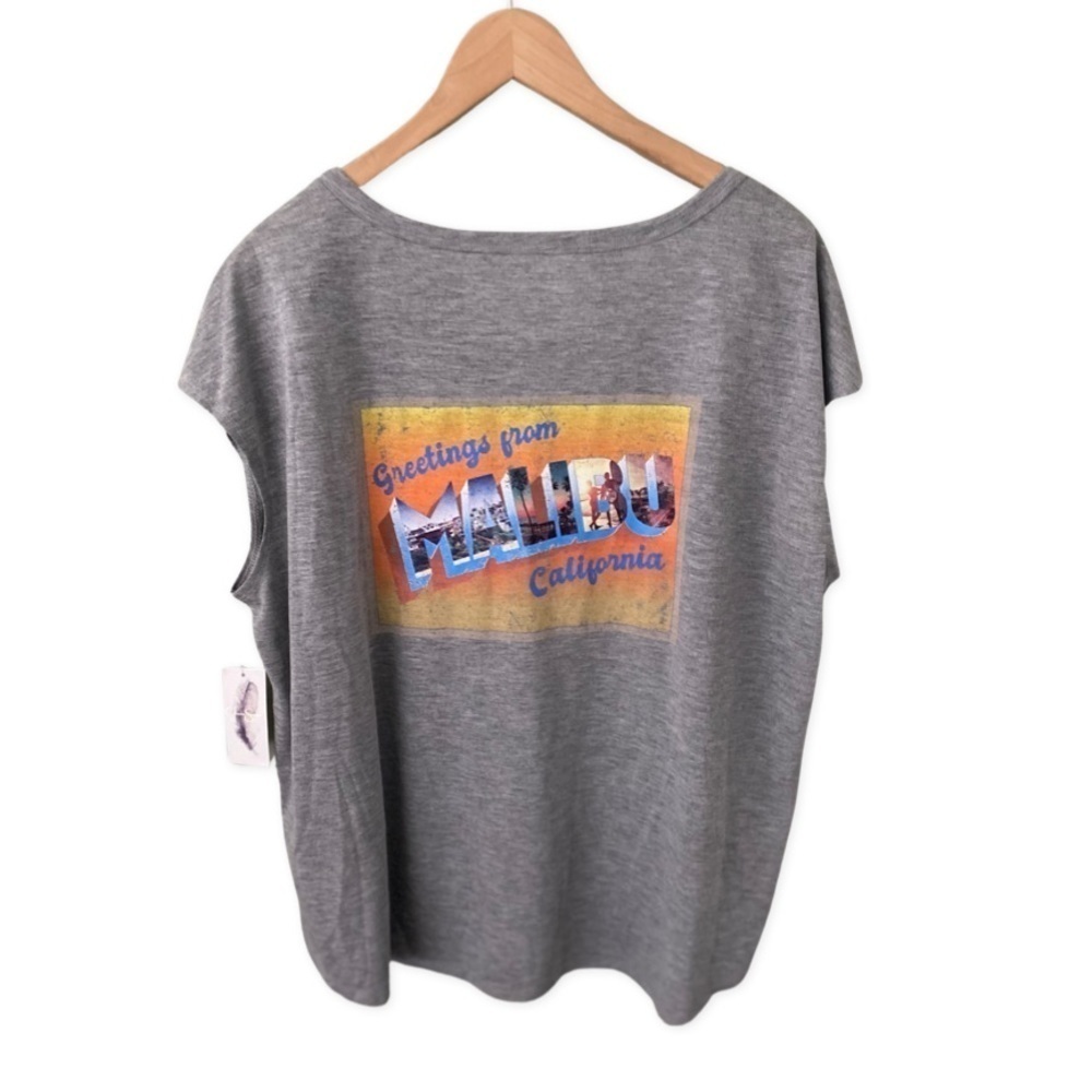NWT Jessica Simpson Asher Flutter Sleeve Graphic T-Shirt Top Size 1X - Picture 2 of 8